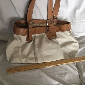 Coach Large Off White Satchel Tote Purse Bag